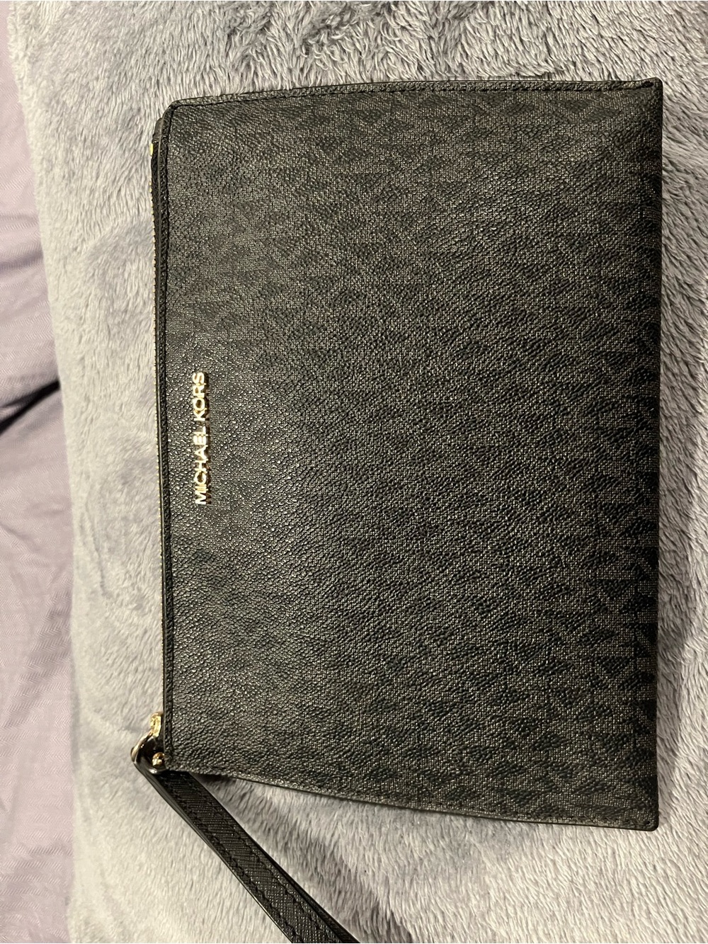 Michael Kors Black Signature Wristlet with Gold Accent